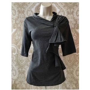 Anthropologie Deletta Gray Top Bow Design Size L